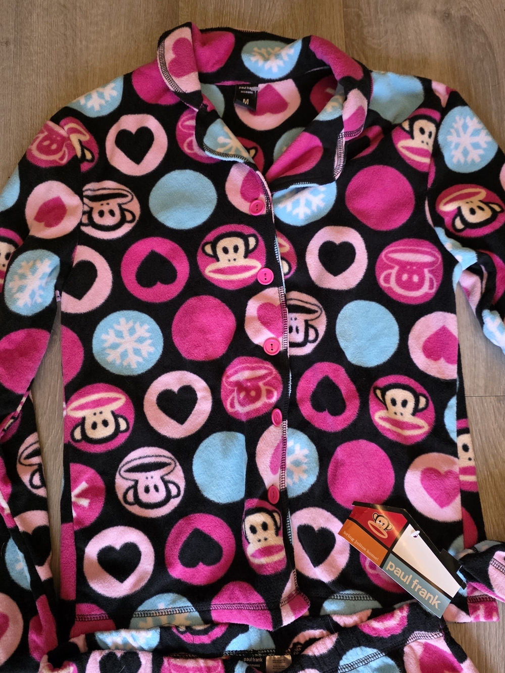 Paul Frank Women's Pink & Black Pajama Set Featuring The Iconic Julius Print
